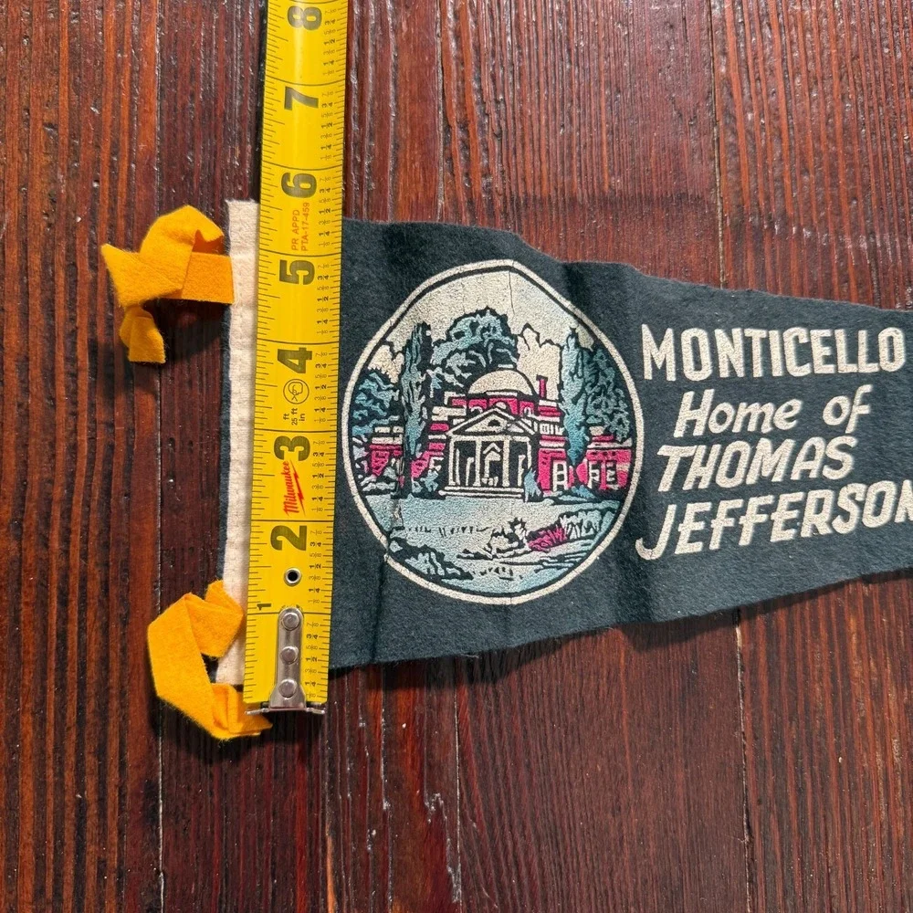 VTG‎ 1960s Monticello Felt Pennant Black Thomas Jefferson Charlottesville VA